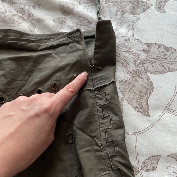 Lucy Paris Floral Embroidered Taupe Olive Skirt Large Goblincore Fairycore Boho - Picture 4 of 9